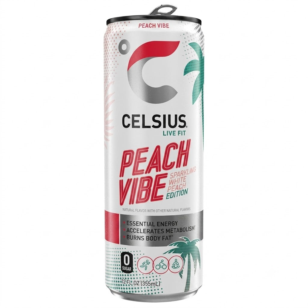 Celsius sparkling peach vibes