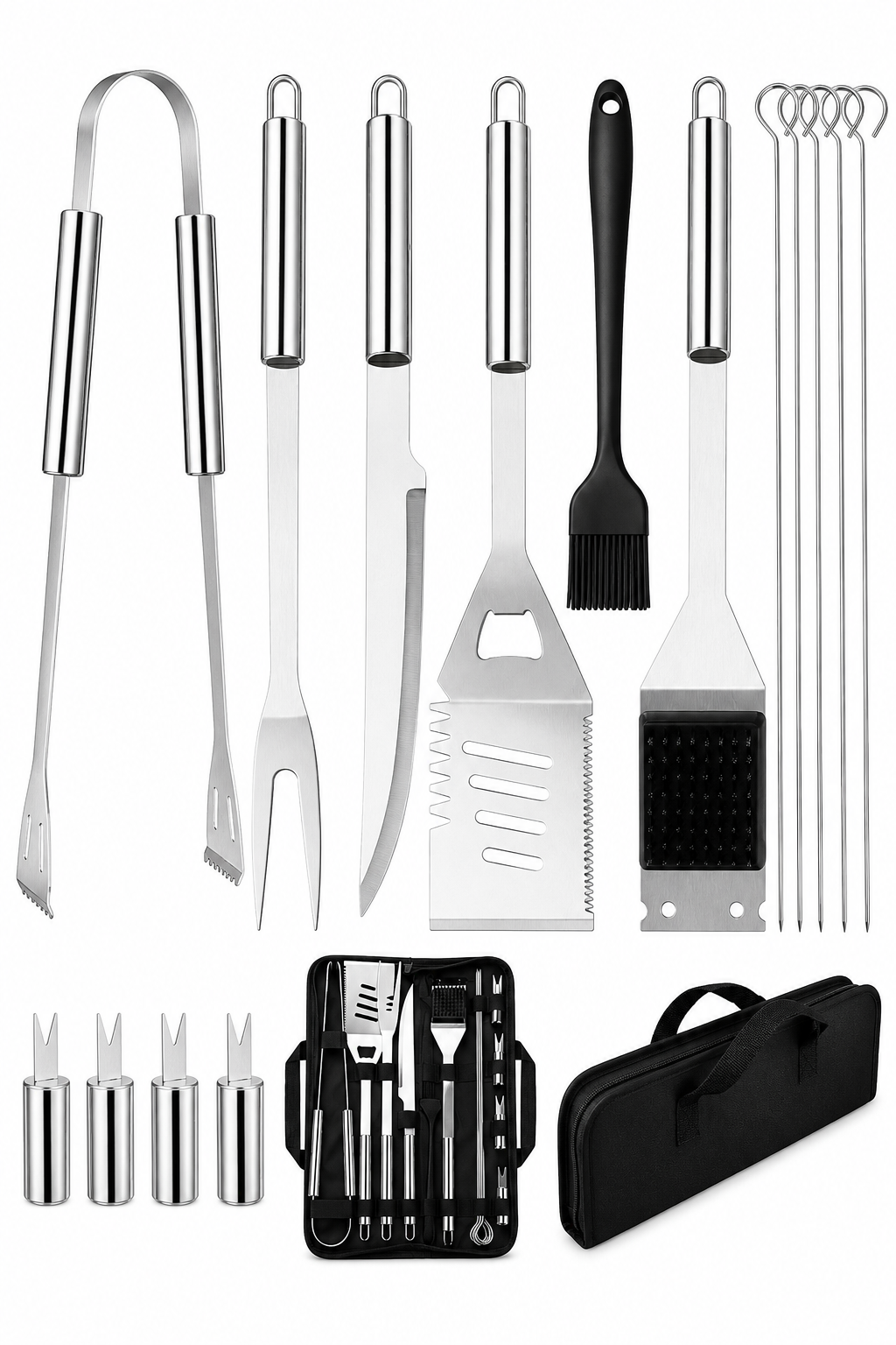 Grill Utensils Set,15 Pcs Stainless Steel BBQ Accessories Set, Portable Professional Grill Tool, Perfect Grill Kit Gift for Outdoor with Bag