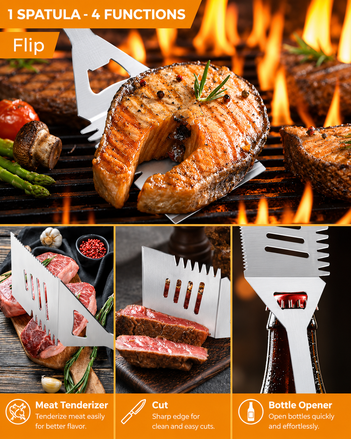 Grill Utensils Set,15 Pcs Stainless Steel BBQ Accessories Set, Portable Professional Grill Tool, Perfect Grill Kit Gift for Outdoor with Bag