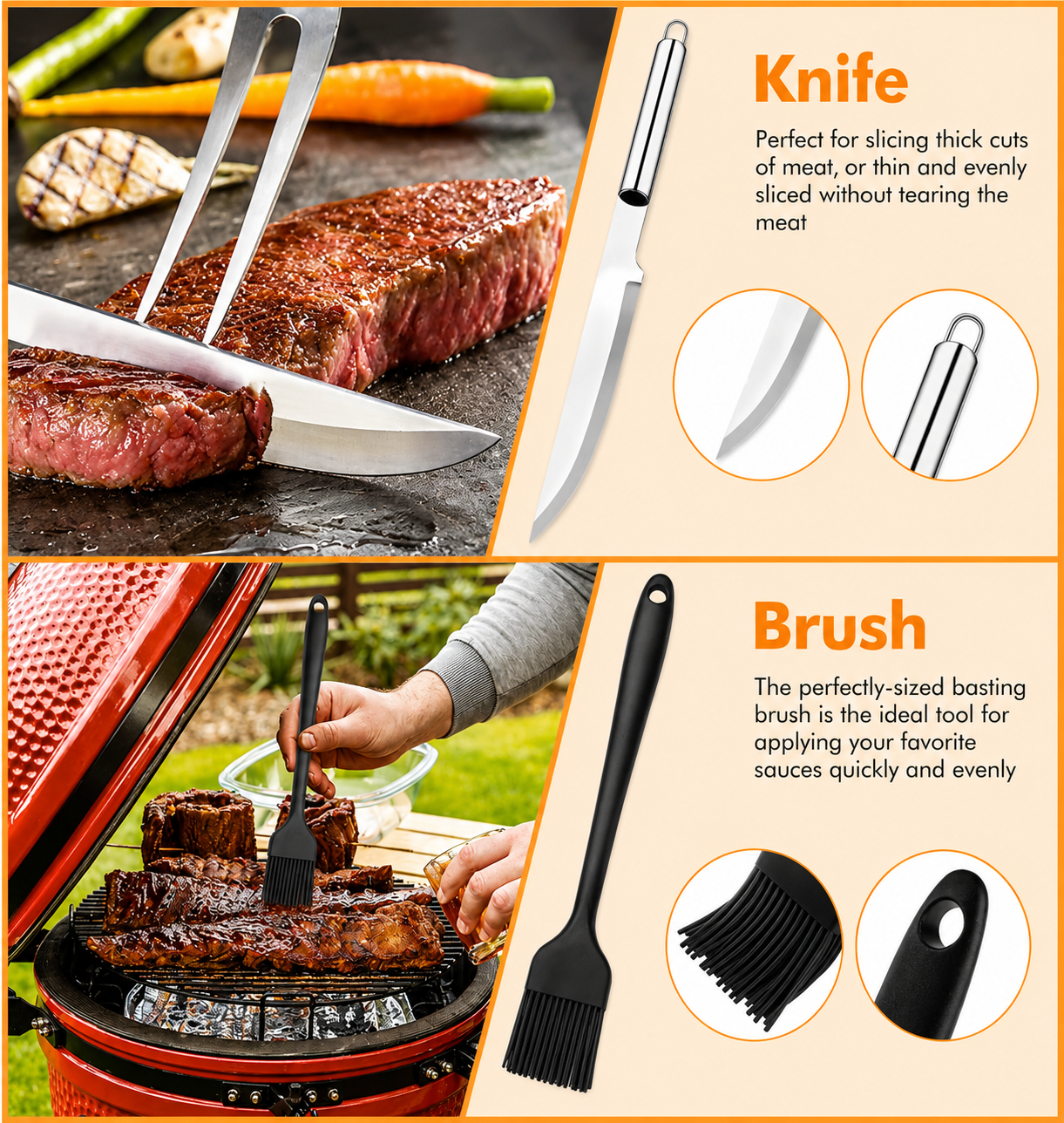 Grill Utensils Set,15 Pcs Stainless Steel BBQ Accessories Set, Portable Professional Grill Tool, Perfect Grill Kit Gift for Outdoor with Bag