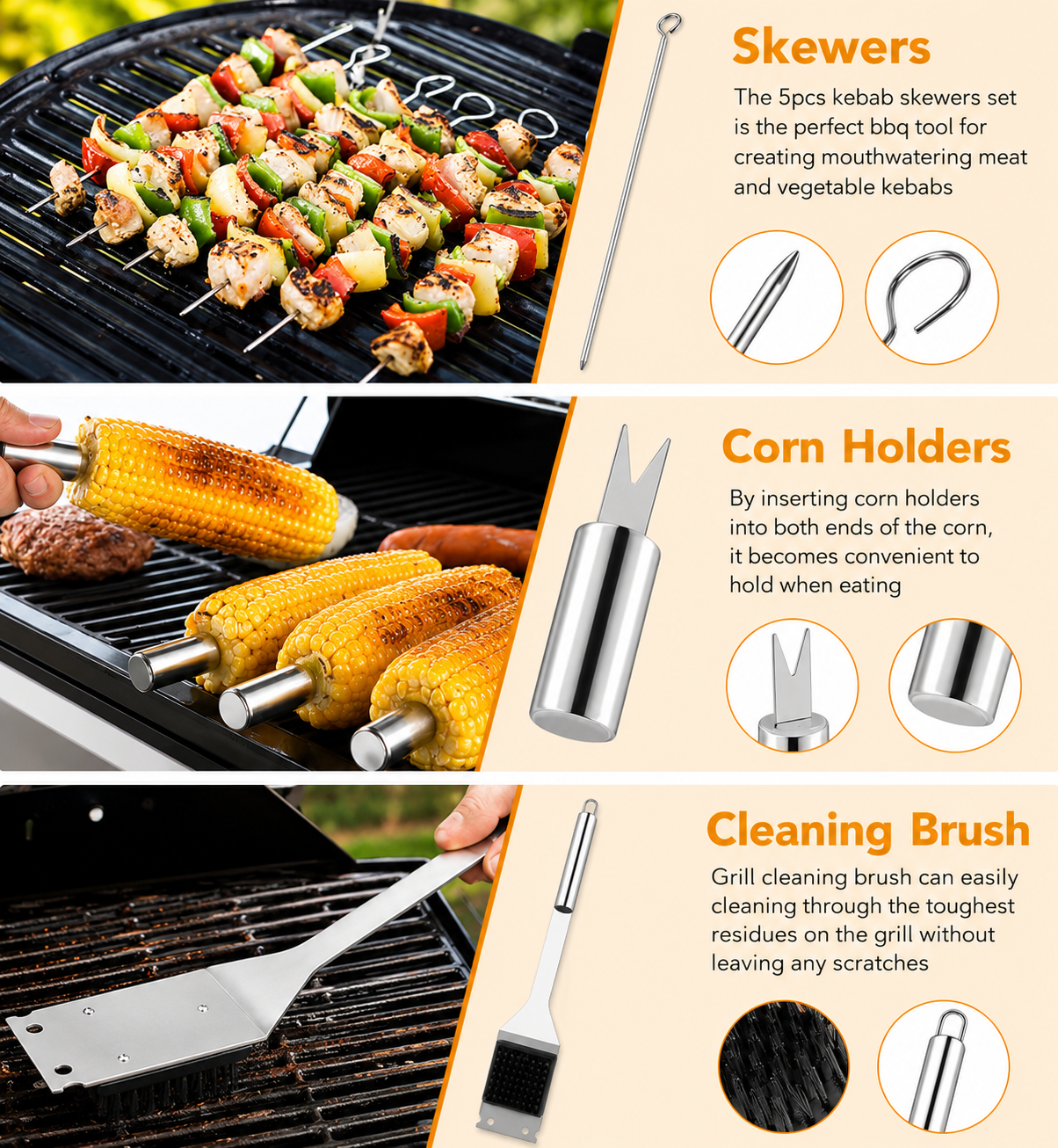 Grill Utensils Set,15 Pcs Stainless Steel BBQ Accessories Set, Portable Professional Grill Tool, Perfect Grill Kit Gift for Outdoor with Bag